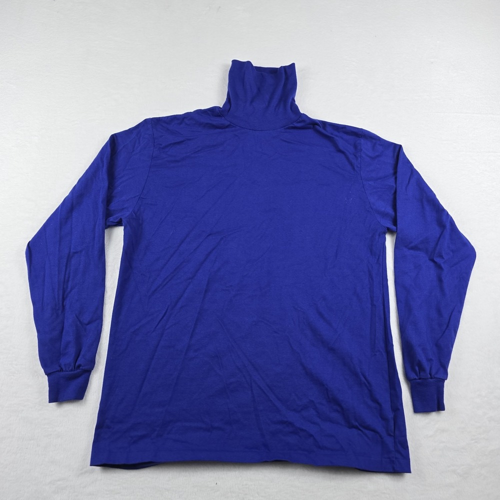 Cross Creek Vintage Mens Large Royal Blue 100% Cotton Turtleneck Made in USA